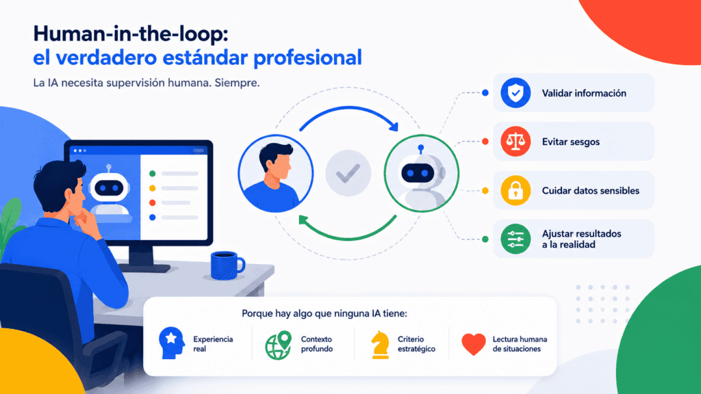 Importancia del humano en la supervisión de IA para profesionales.