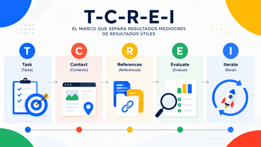 Diagrama del marco T-C-RE-I para mejorar resultados útiles.